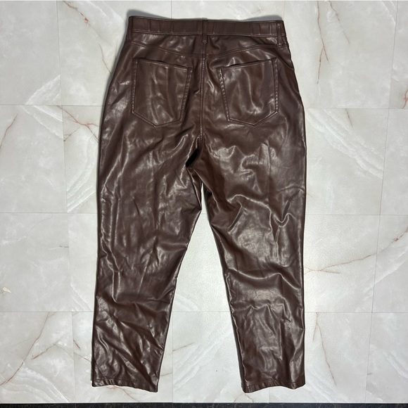 Abercrombie & Fitch 90’s Straight Ultra High Rise Brown Vegan Leather Pants - Picture 5 of 7